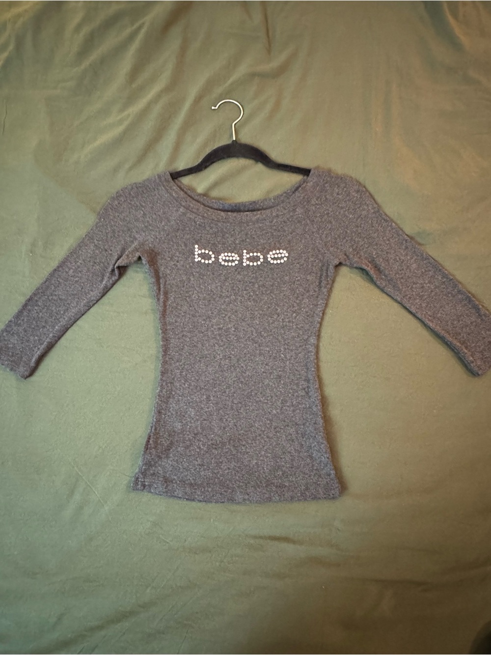 bebe Black Logo Tag Knit Top